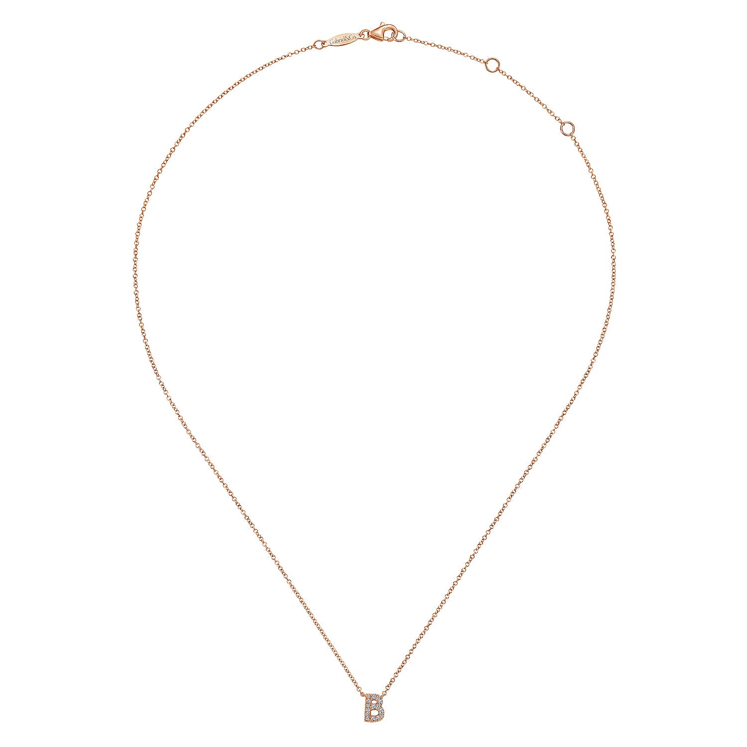 Rose Gold Diamond B Initial Pendant Necklace (221964)