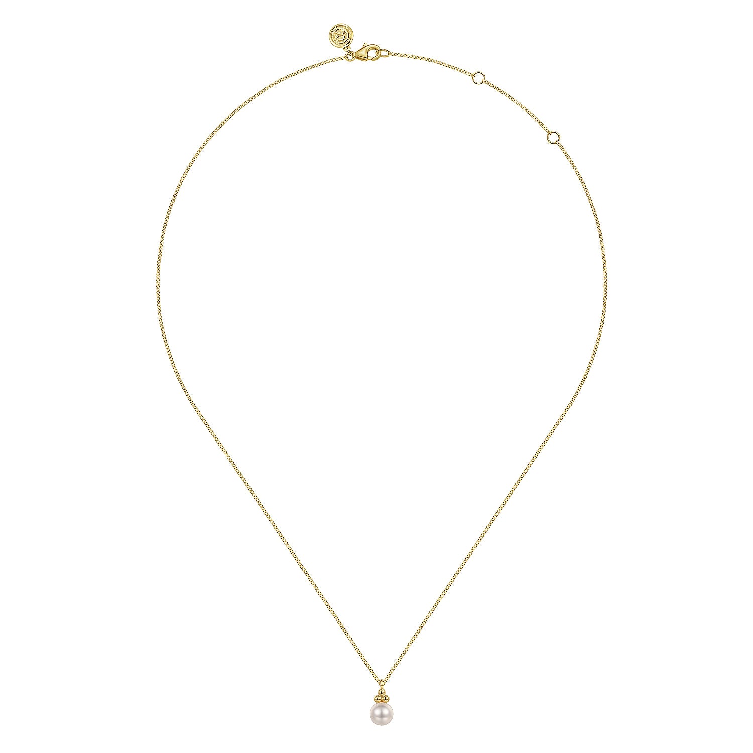 Yellow Gold Pearl Bujukan Drop Pendant Necklace (241665)