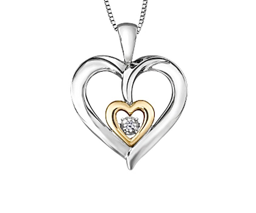 Two Tone Double Heart Pulse Pendant (280516)