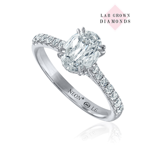 Neon Lab Grown Diamond Oval Solitaire Ring (040676)