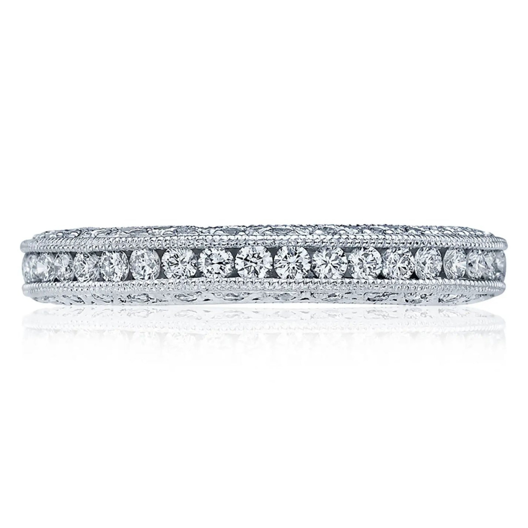 White Gold Classic Crescent Channel Set Wedding Band (050116)