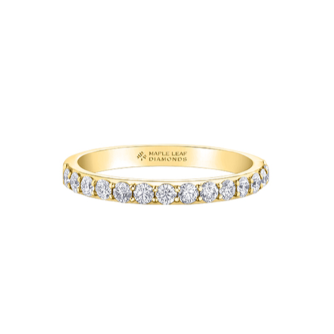 Maple Leaf Yellow Gold Diamond Band (051863)