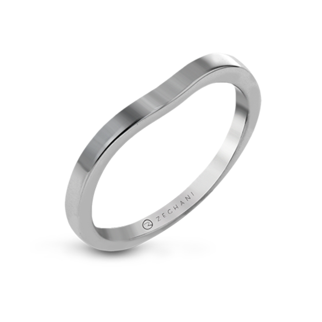 White Gold Curved Wedding Band With High Polish Finish (060024)