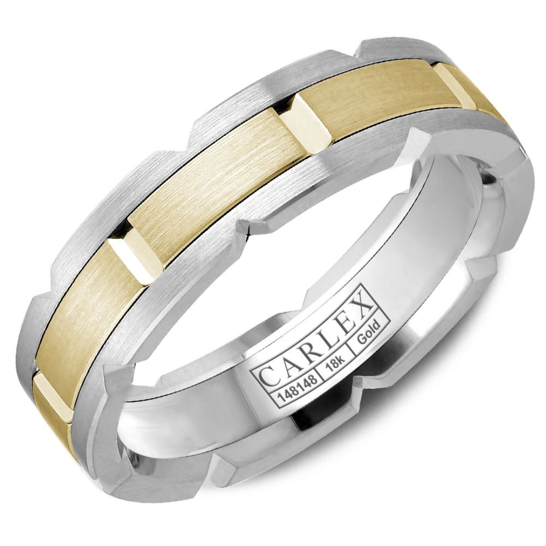 Carlex Yellow & White Gold Bevel Design Band (080950)