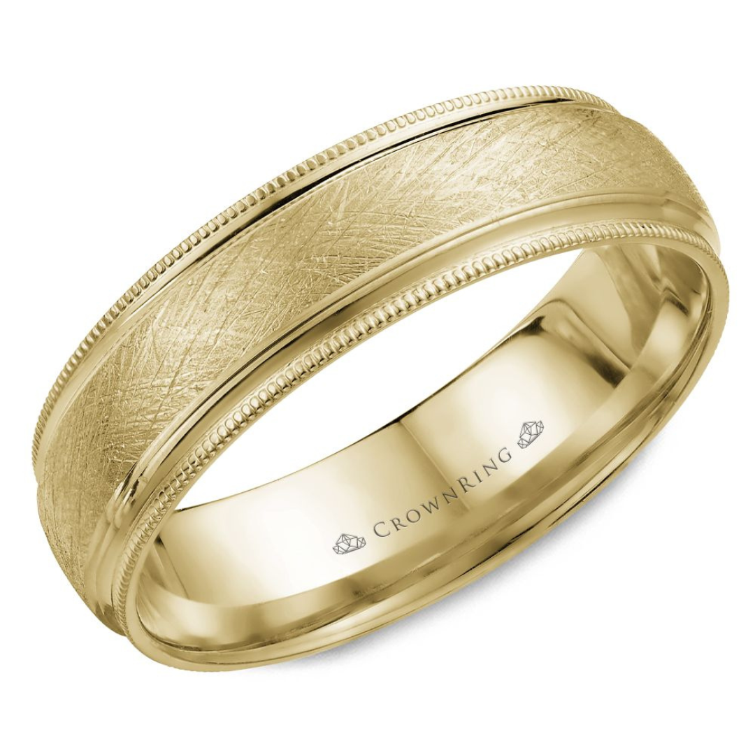 Yellow Gold Brushed Finish Milgrain Band (081259)