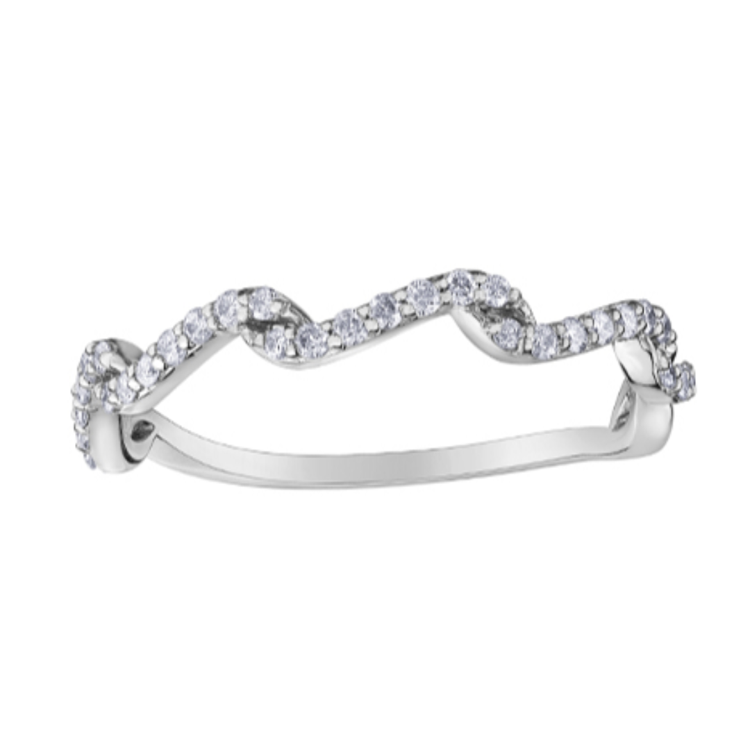 White Gold Diamond Wave Band (101521)