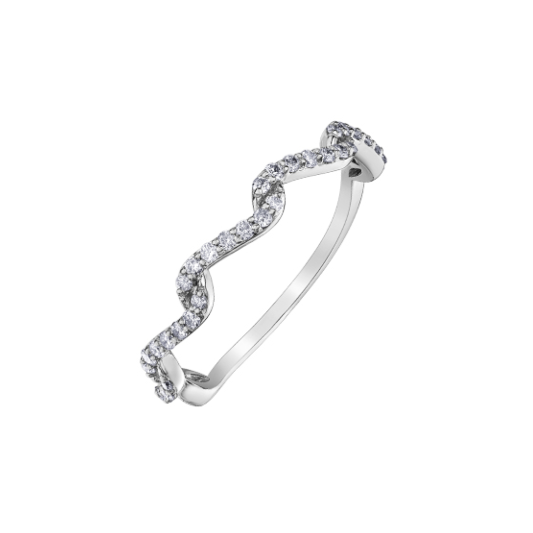 White Gold Diamond Wave Band (101521)