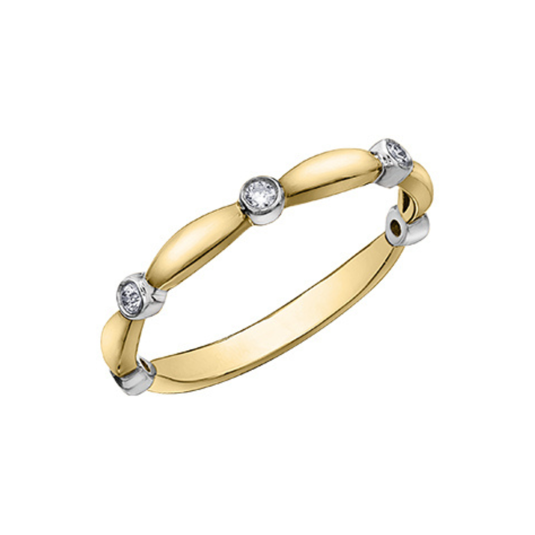 Yellow Gold Two Tone Bezel Set Diamond Band (101538)