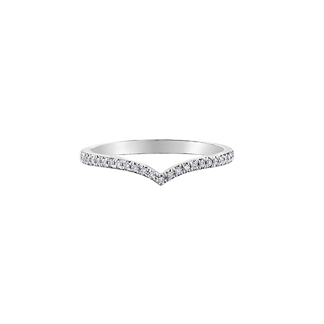 White Gold V Shaped Diamond Band (101721)