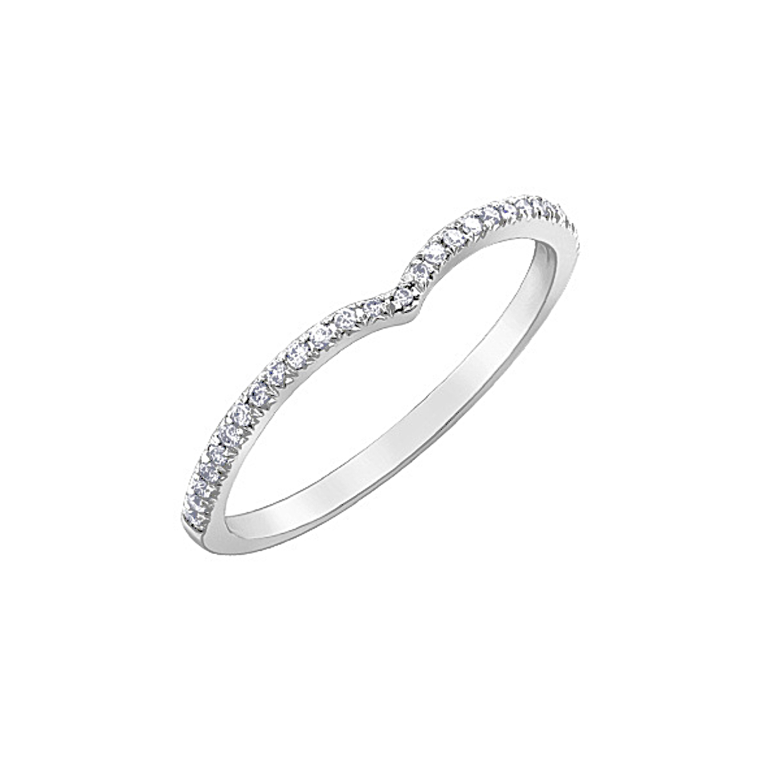 White Gold V Shaped Diamond Band (101721)