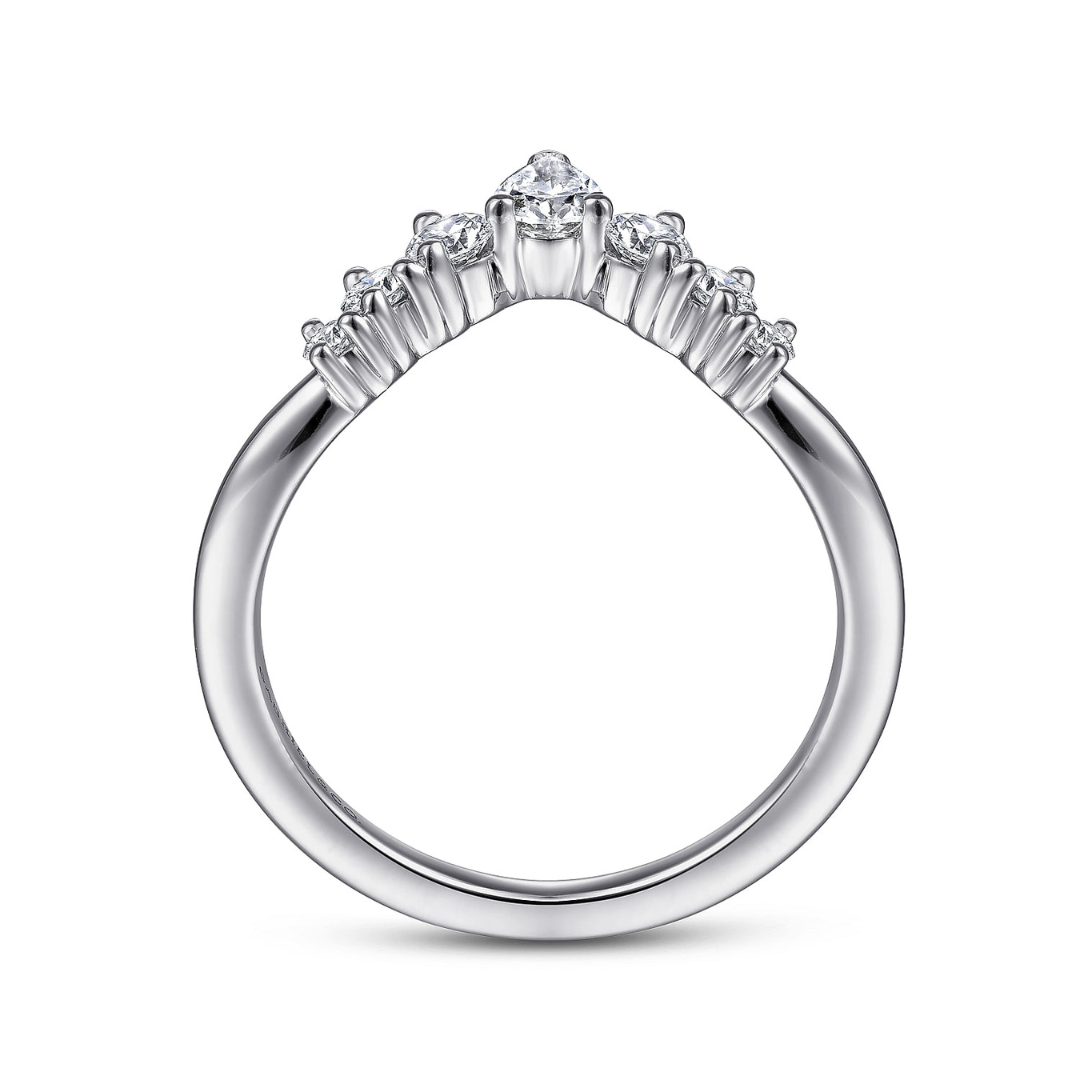 White Gold Pear and Round Diamond Band (177335)