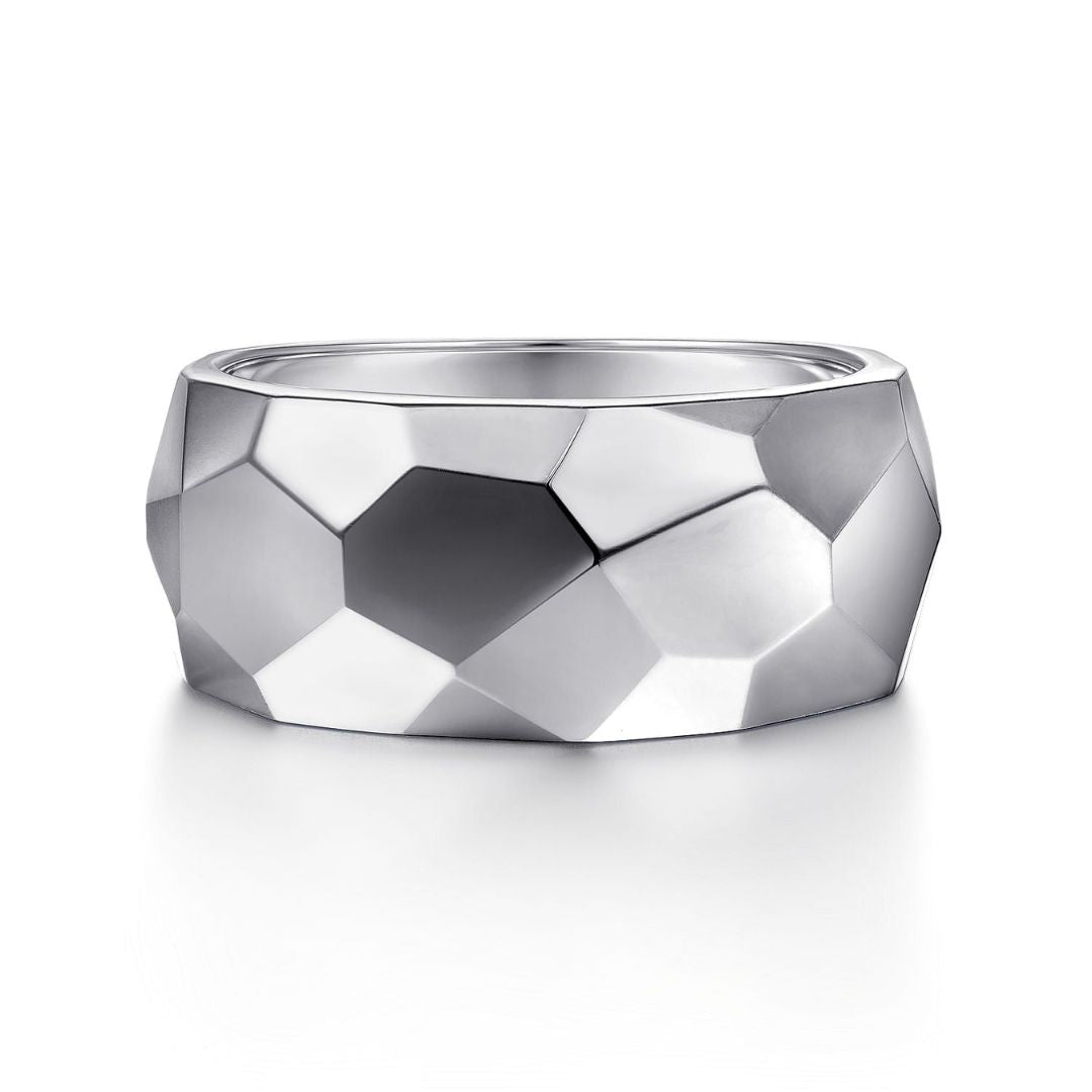 Silver Faceted Band in High Polished Finish (209532)