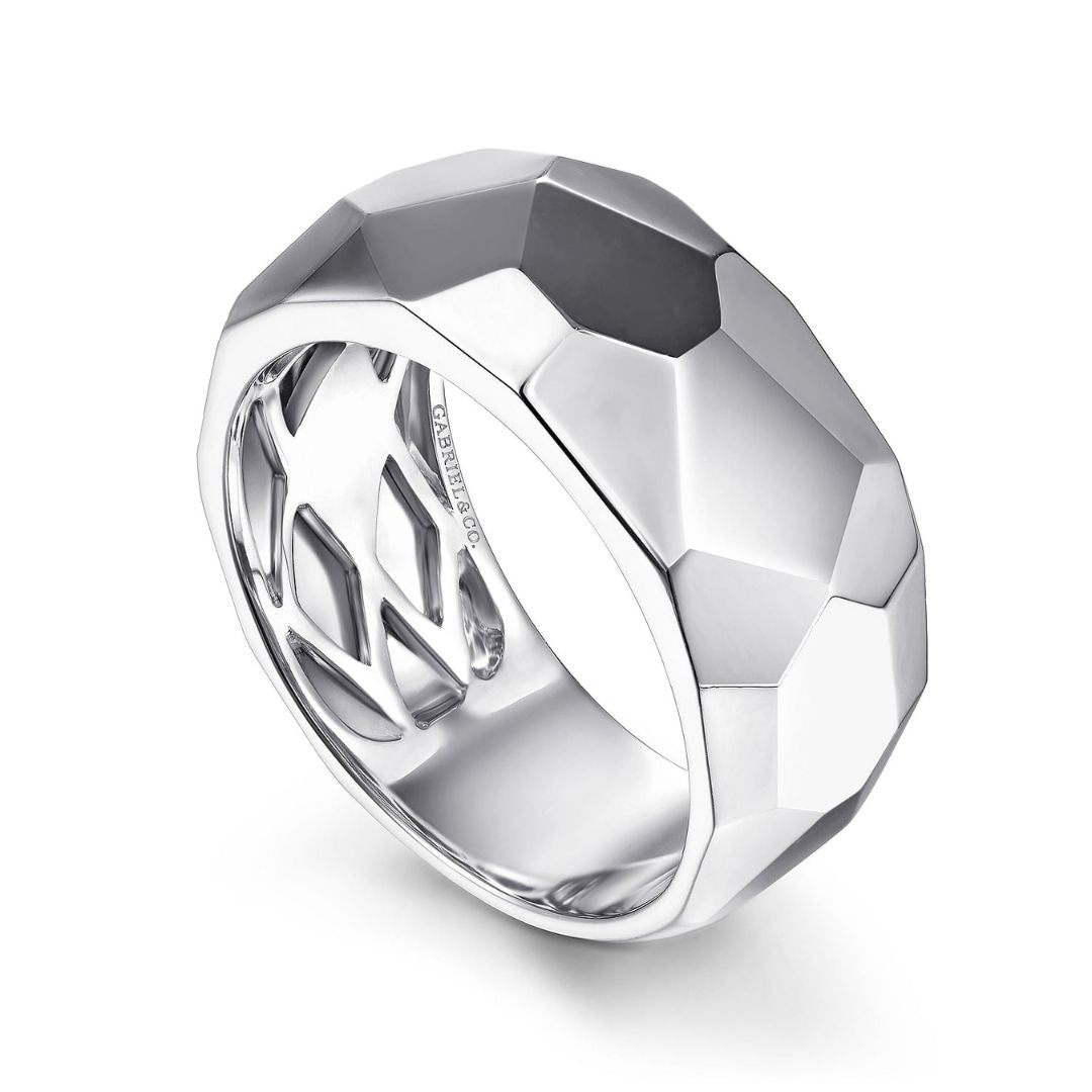 Silver Faceted Band in High Polished Finish (209532)