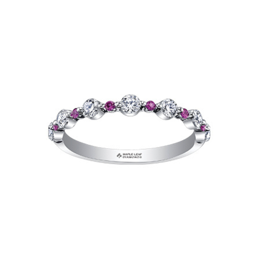 Maple Leaf Diamonds Stackable Band with Rubies and Diamonds (563184)