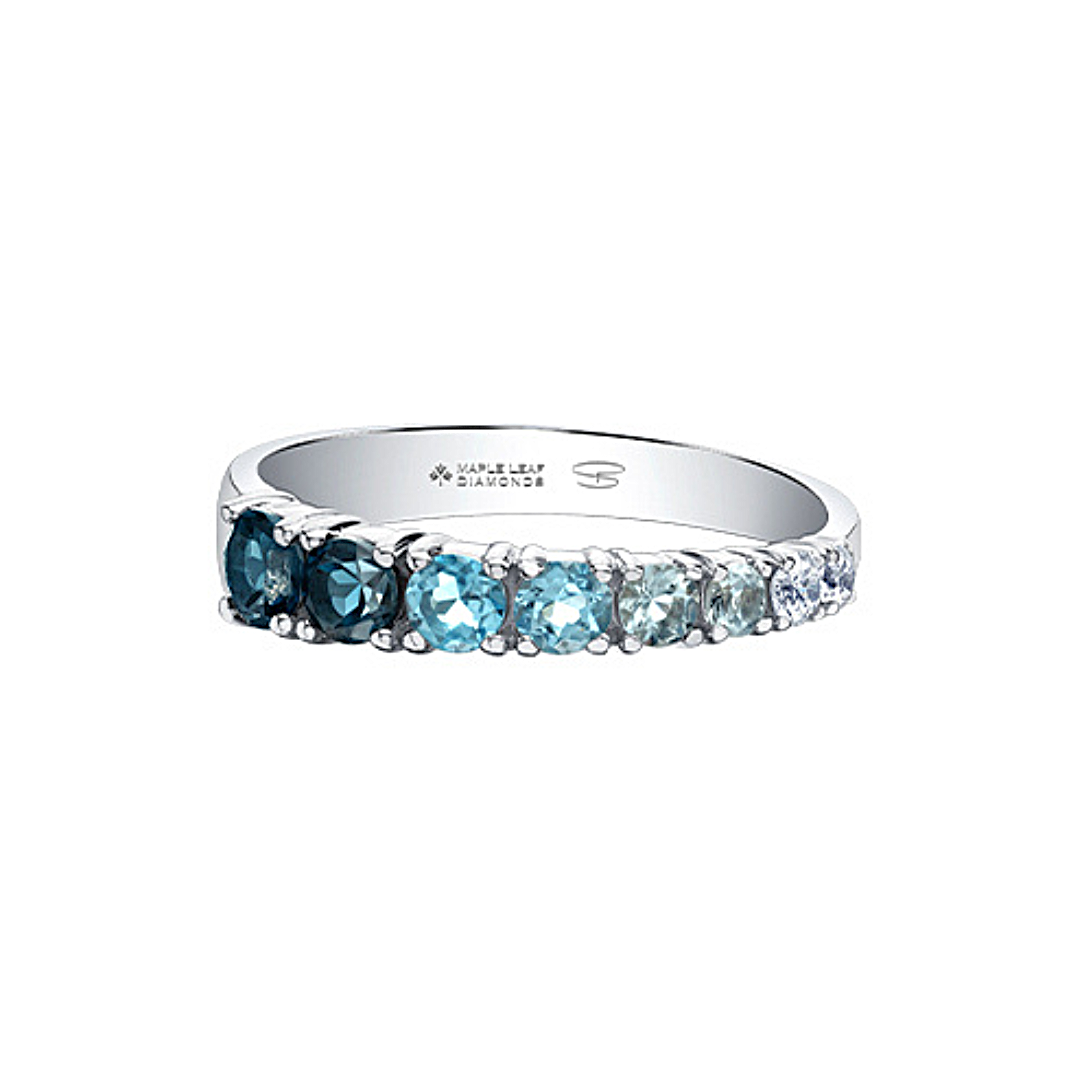 White Gold Tapered Topaz Band (593635)