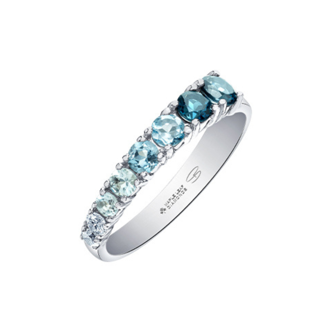 White Gold Tapered Topaz Band (593635)