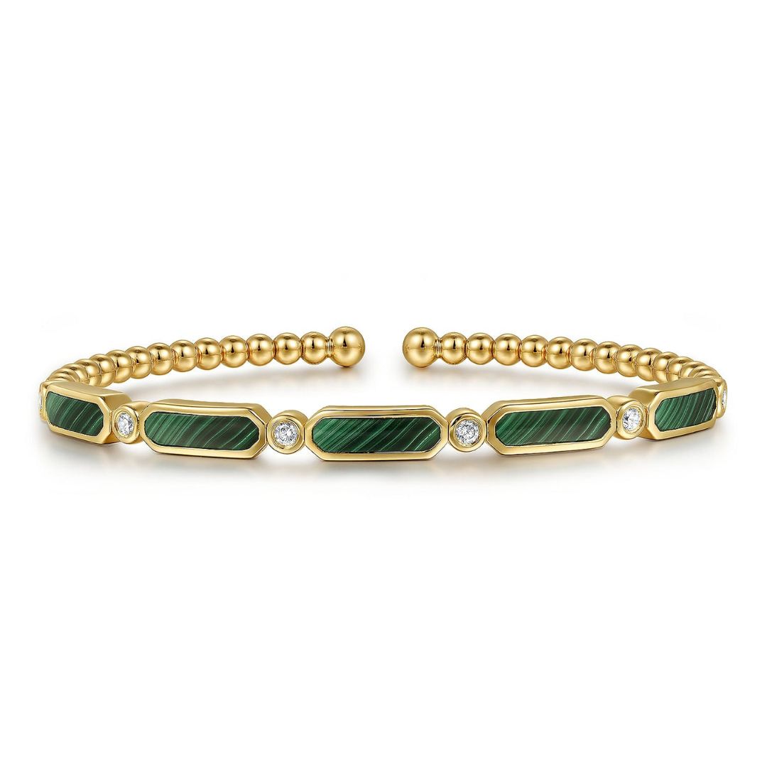 Yellow Gold Diamond and Malachite Bujukan Bangle (331447)