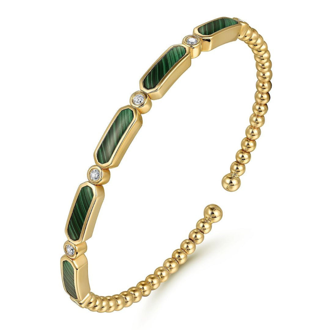 Yellow Gold Diamond and Malachite Bujukan Bangle (331447)