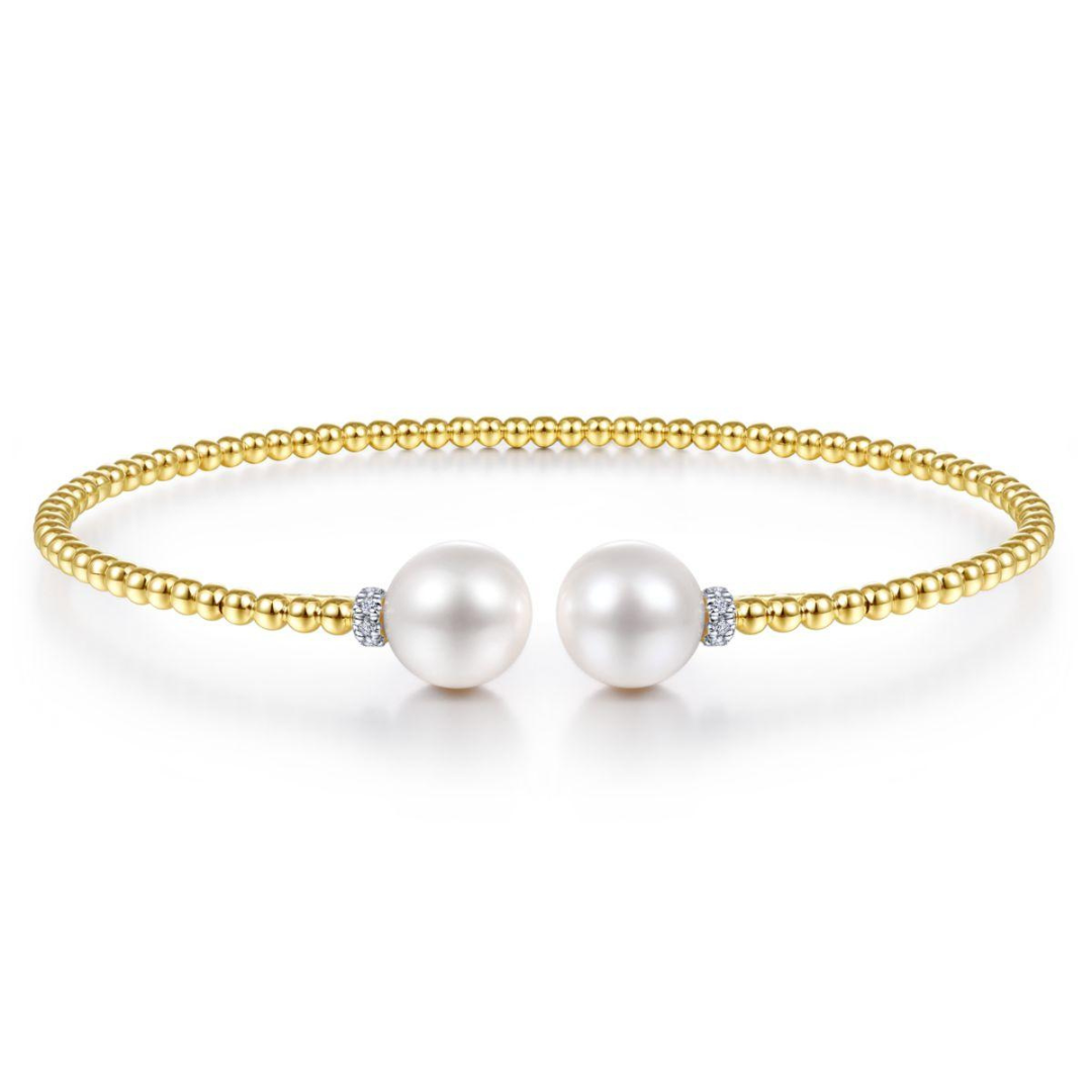 Yellow Gold Bujukan Diamond and Pearl Bangle (230367)