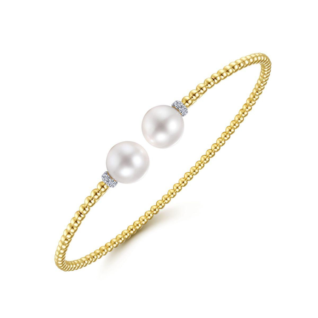 Yellow Gold Bujukan Diamond and Pearl Bangle (230367)