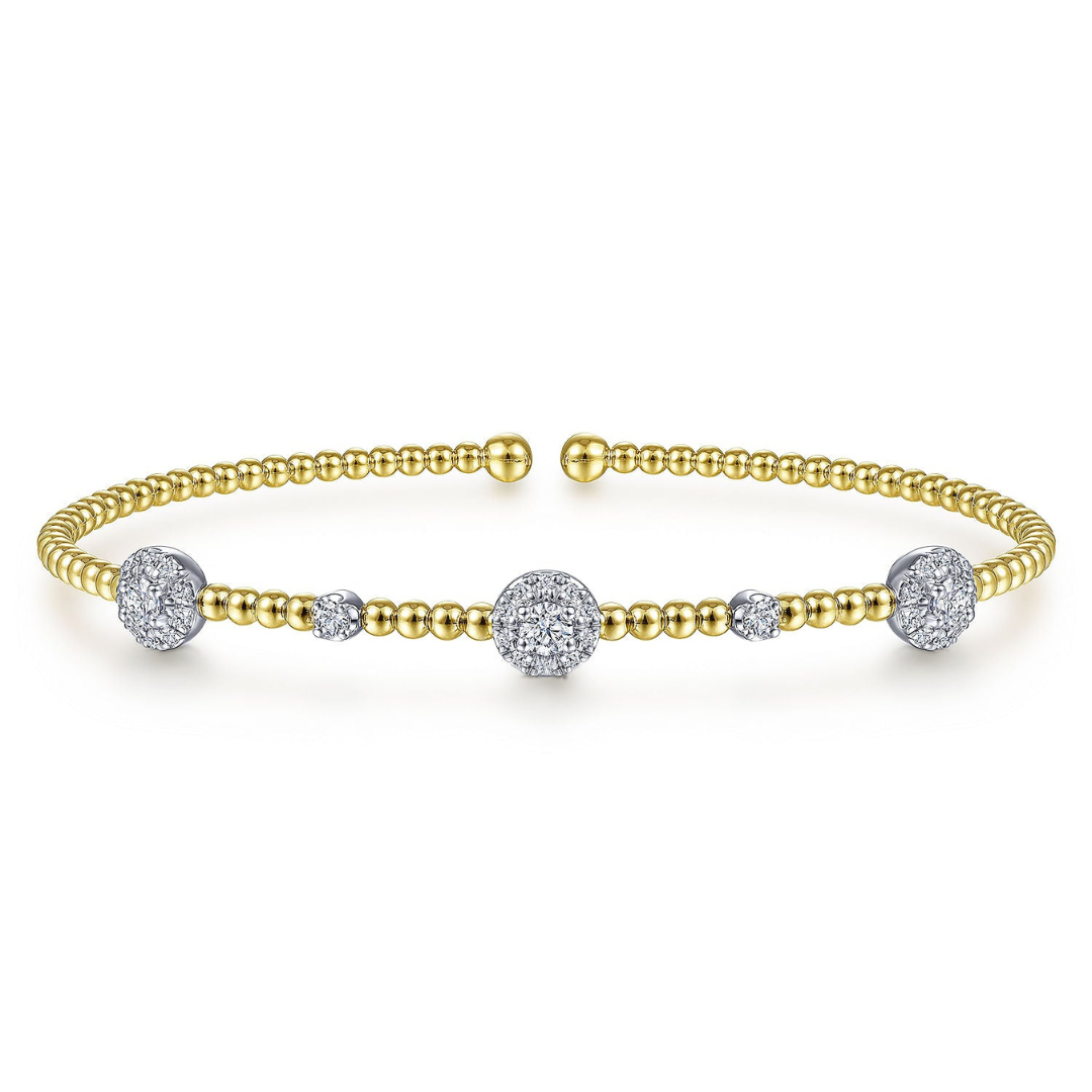 Yellow and White Gold Diamond Cluster Bujukan Cuff (230576)