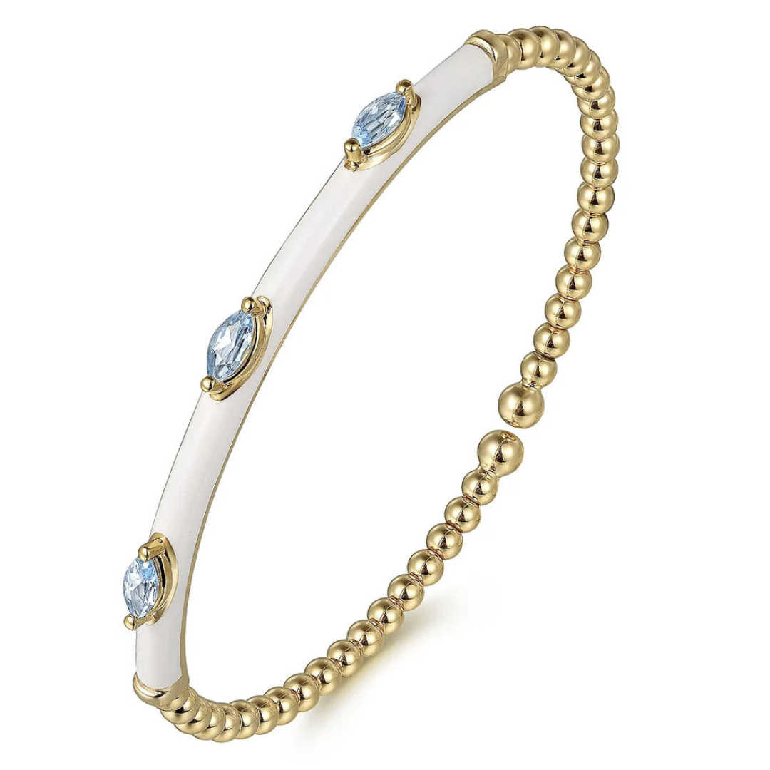 Yellow Gold Bujukan Blue Topaz Split Bangle (238657)