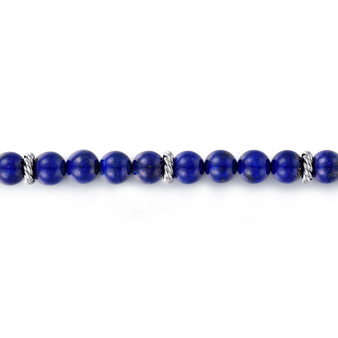 Sterling Silver Lapis Beads Bracelet (327002)