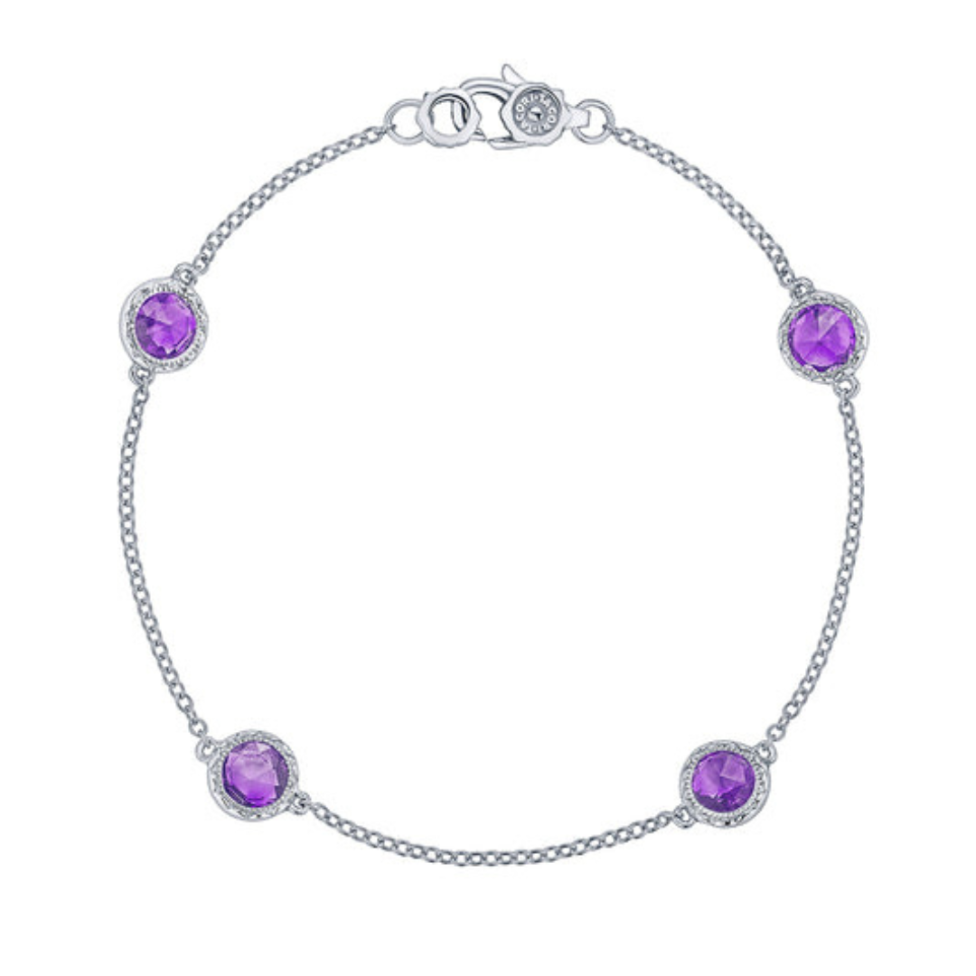 Silver Amethyst Station Bracelet ( 444532)