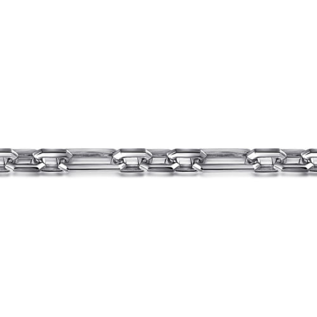 Sterling Silver Hollow Figaro Chain Bracelet (914291)