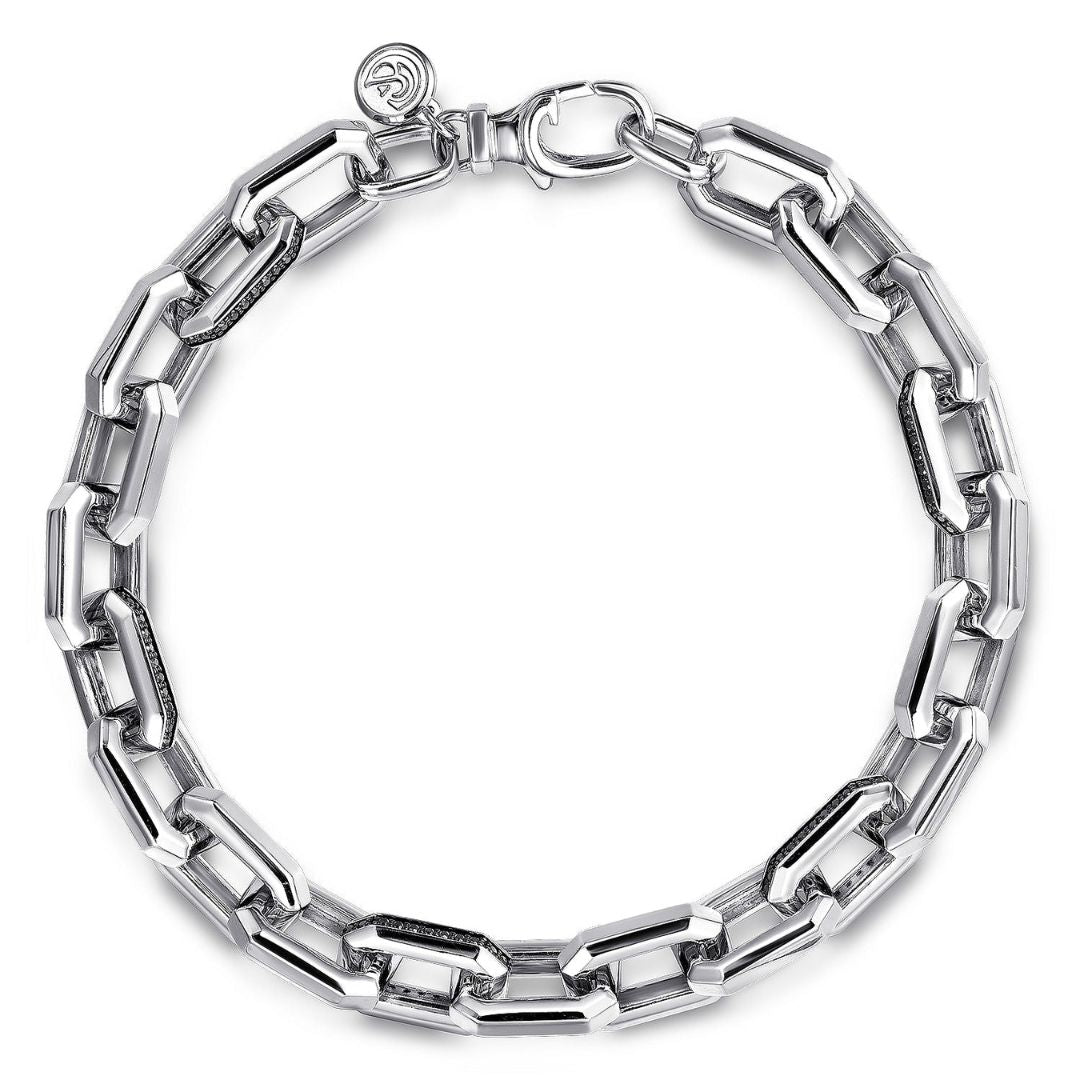 Silver Faceted Chain Black Spinel Bracelet (954774)