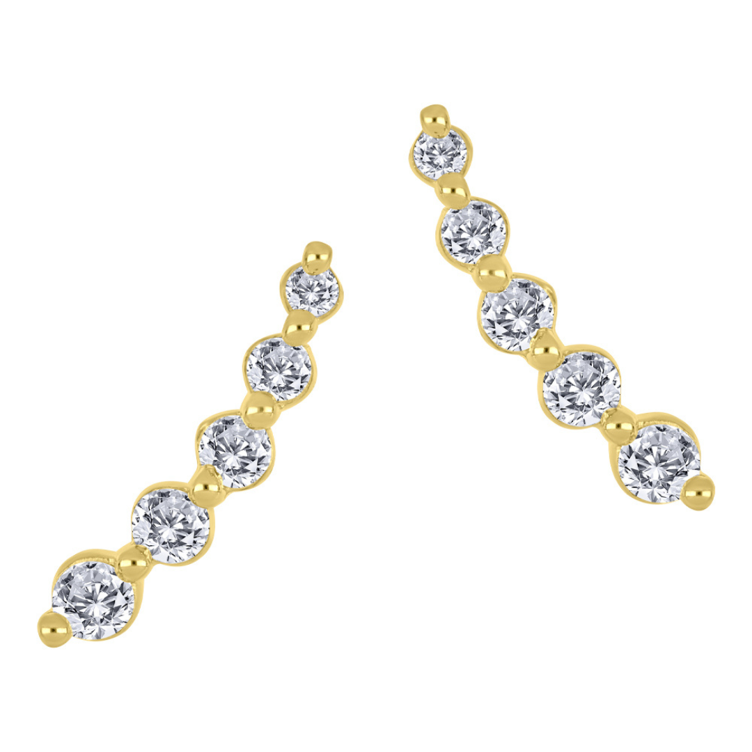 Yellow Gold Lab Grown Diamond Climber Earrings (182017)