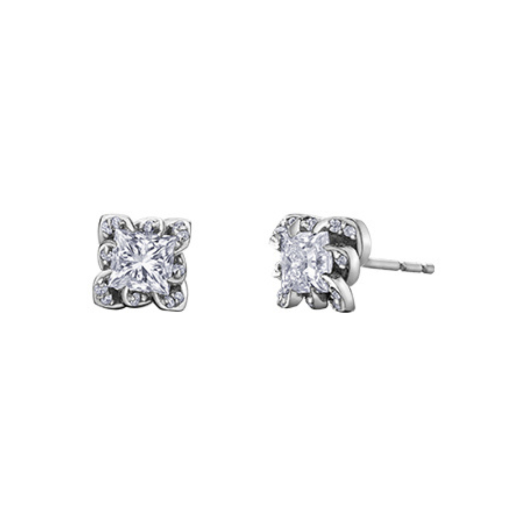 Maple Leaf Diamonds White Gold Diamond Stud Earrings (201507)