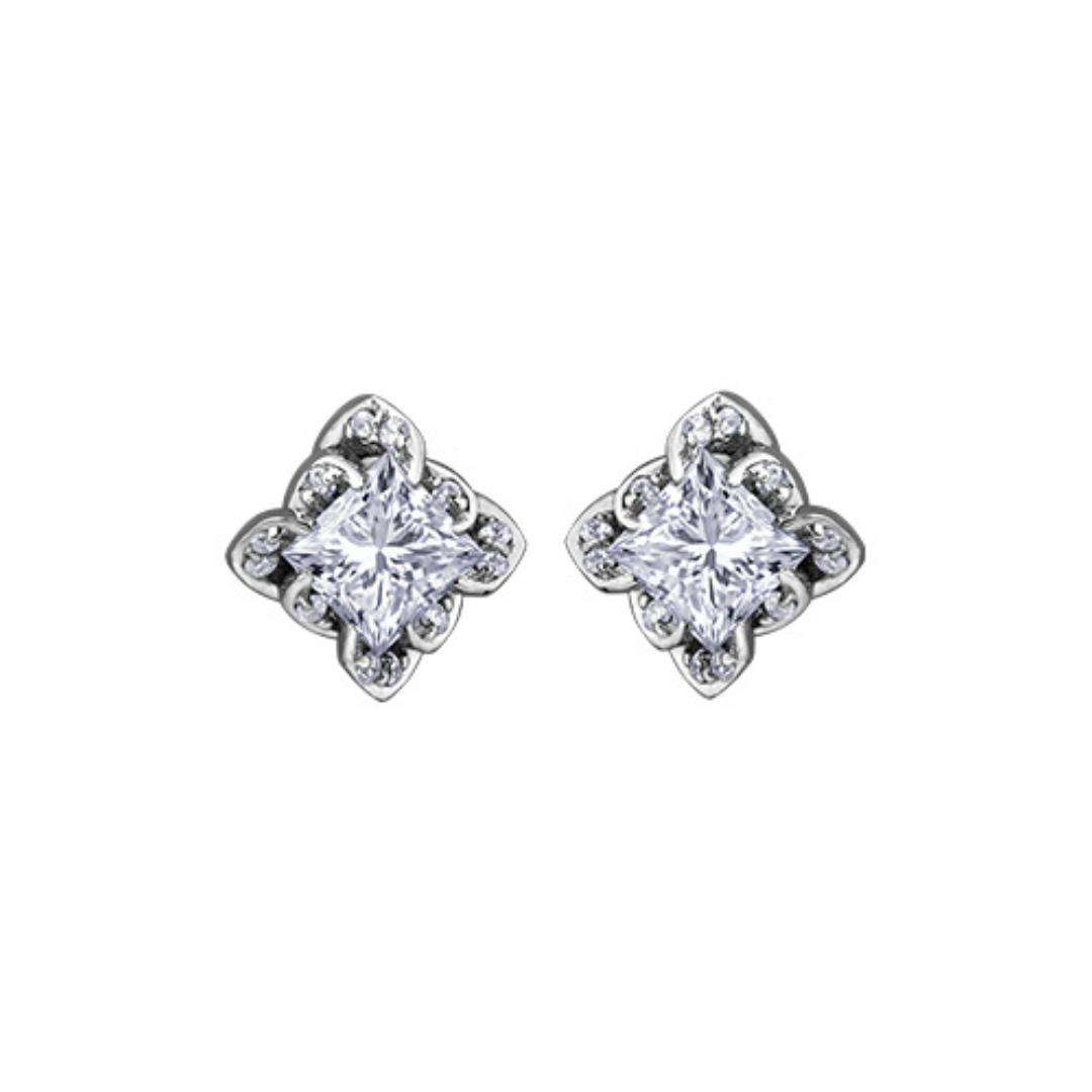 Maple Leaf Diamonds White Gold Diamond Stud Earrings (201507)