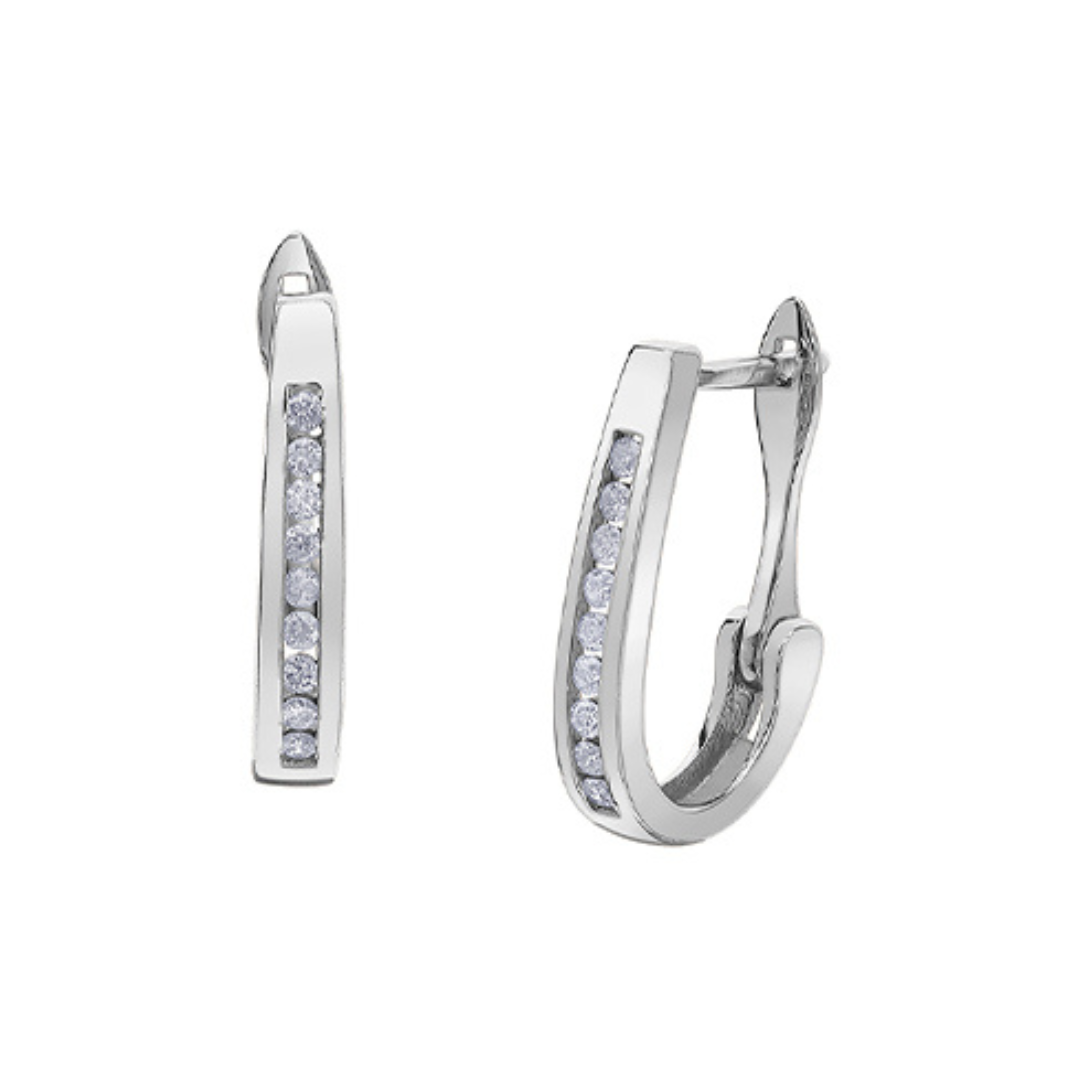 White Gold Diamond Hoop Earrings- 0.15ctw (203417)