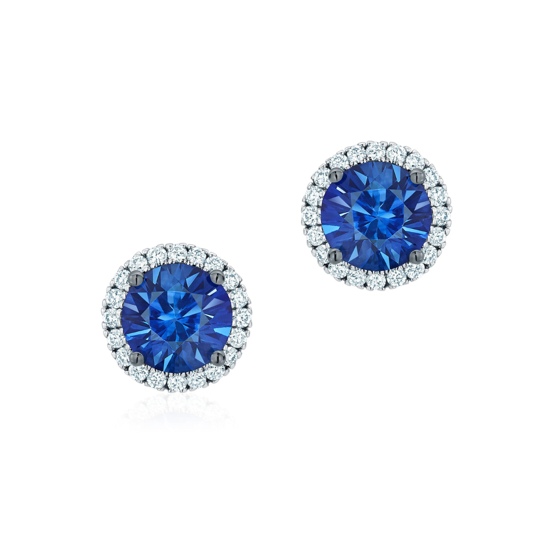 Sapphire Earrings with Diamonds (203438)