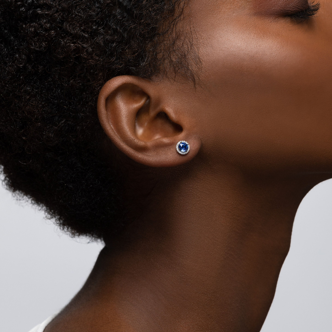 Sapphire Earrings with Diamonds (203438)