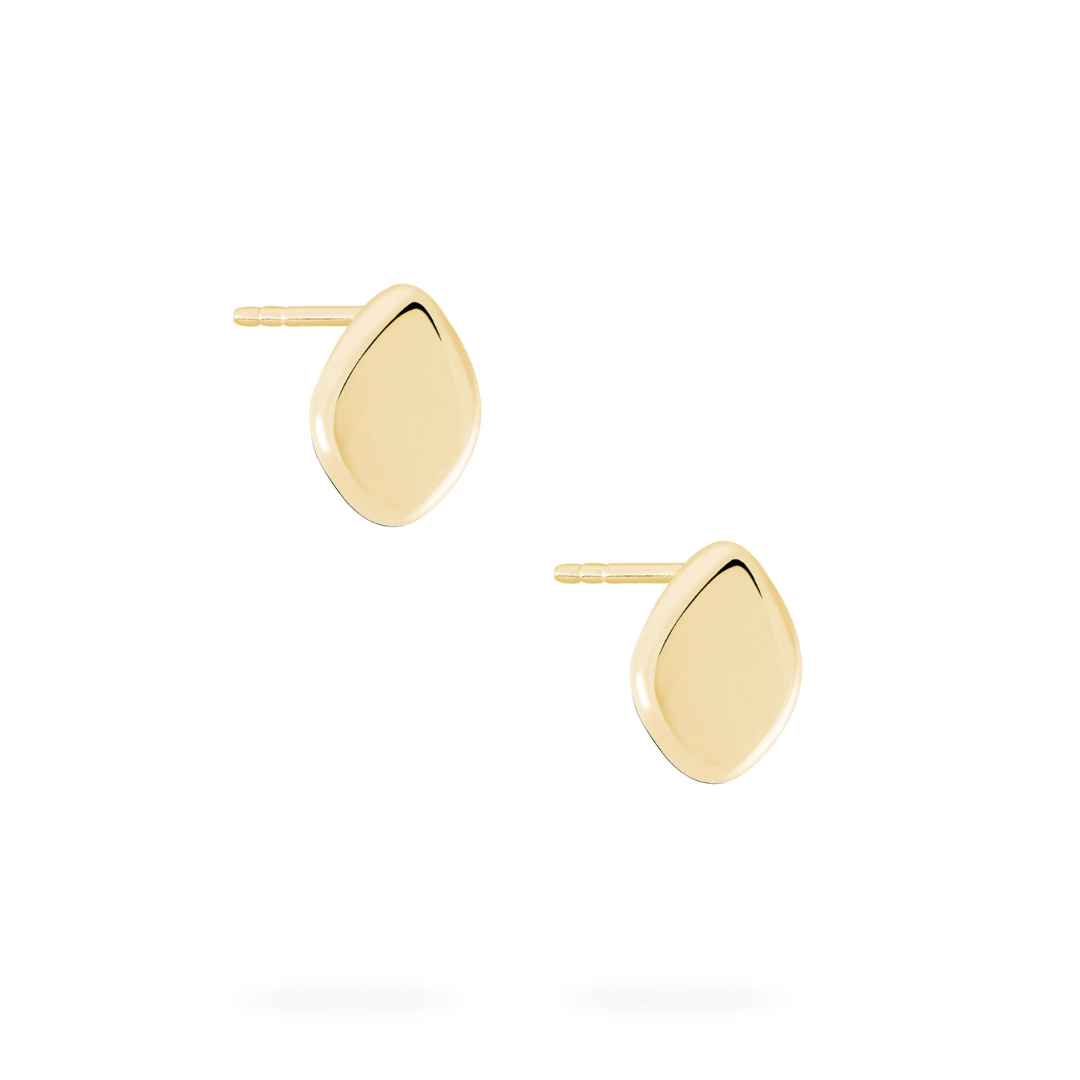 Yellow Gold Pebble Stud Earrings (203443)