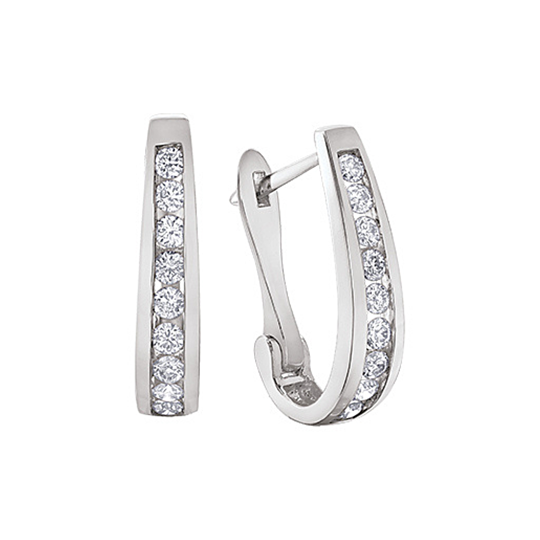 White Gold Hoop Diamond Earrings- 0.50ctw (203589)