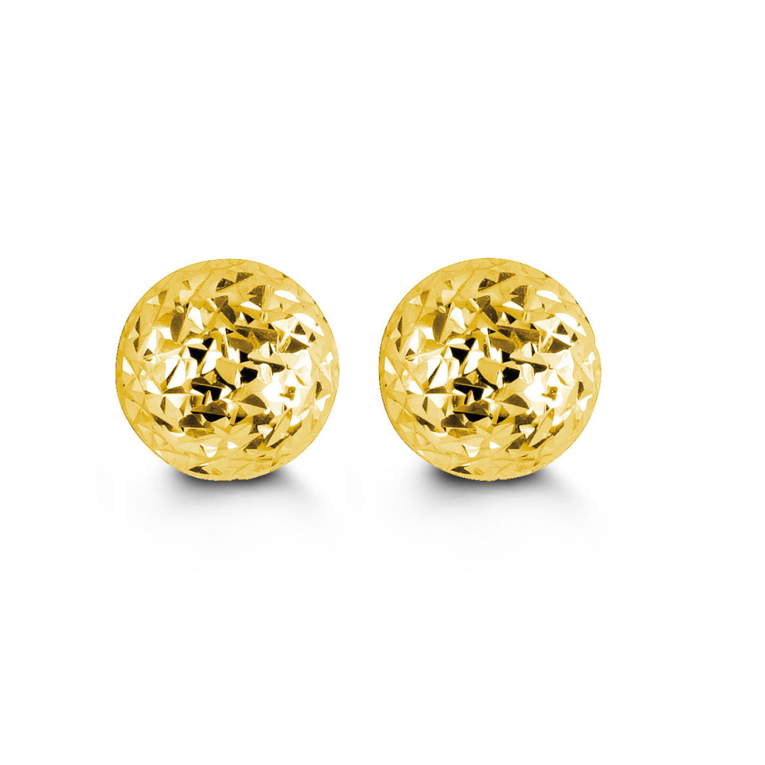 Diamond Cut Gold Earrings - 8mm (203613)