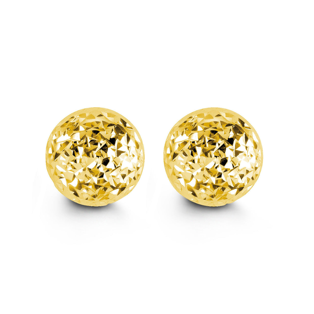 Diamond Cut Gold Earrings - 10mm (203614)