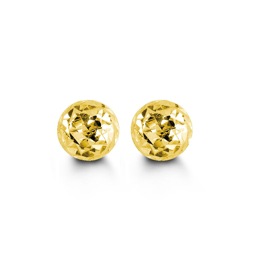 Diamond Cut Gold Earrings - 5mm (203710)