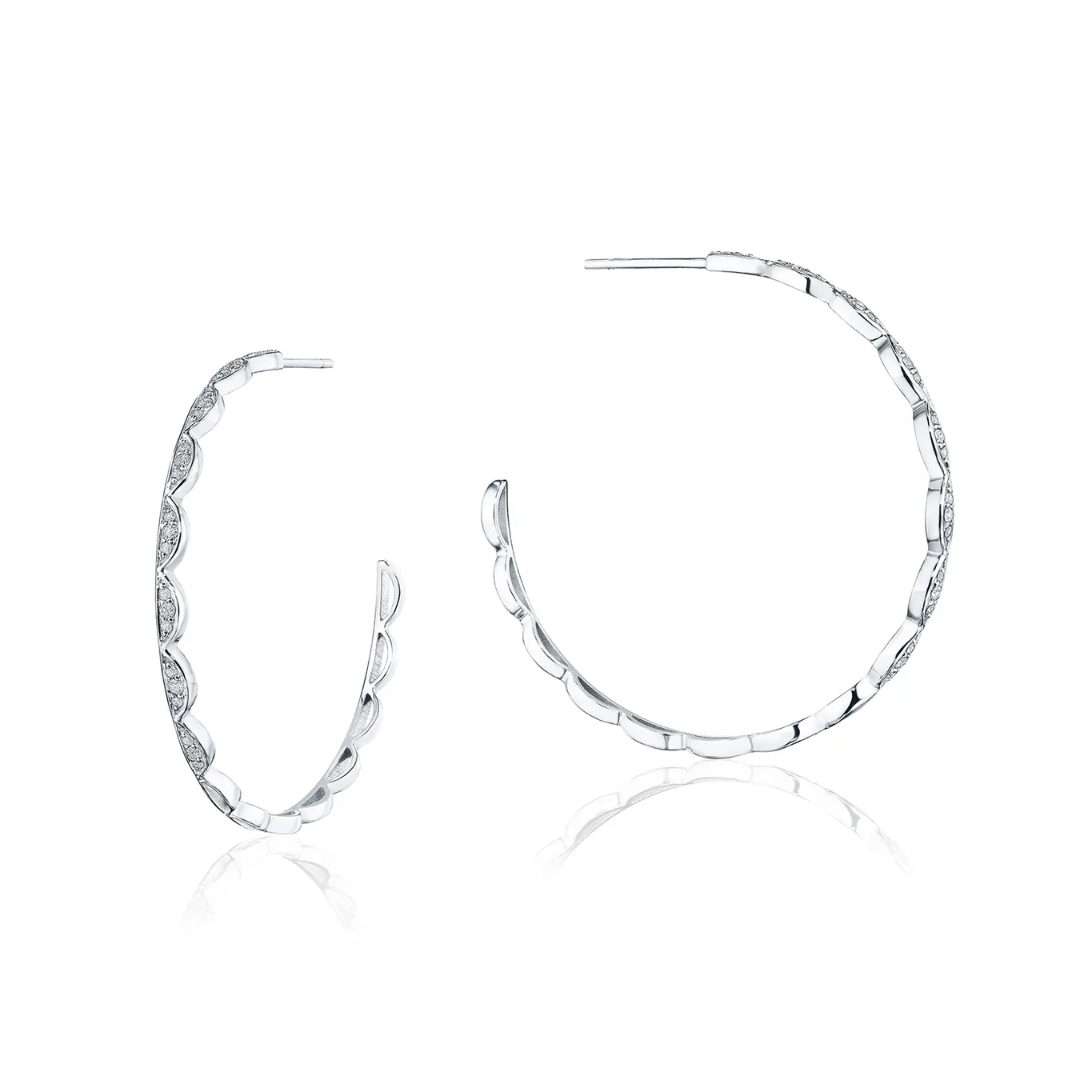 Crescent Bar Closed Crescent Diamond Large Hoop Earrings (203771)