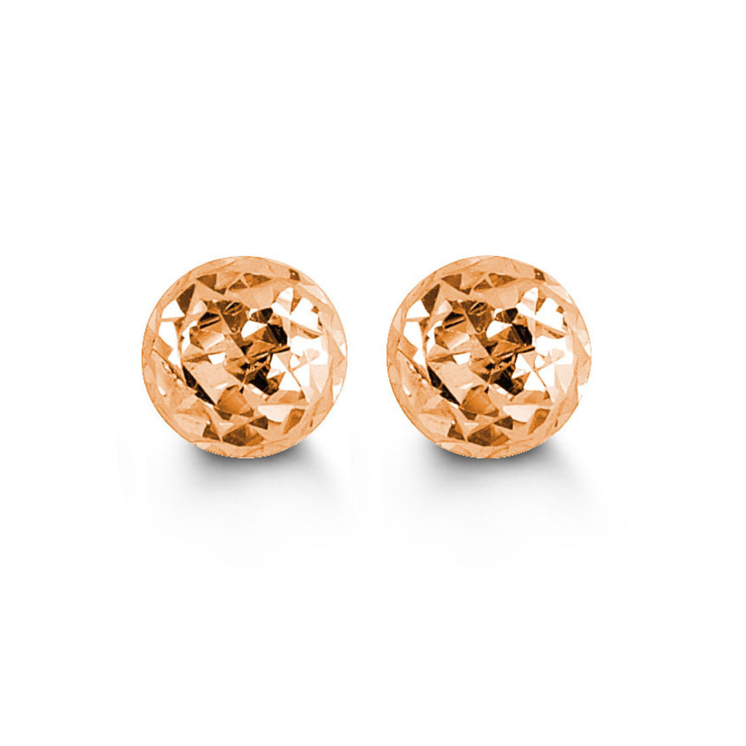 Diamond Cut Gold Earrings - 5mm (203809)