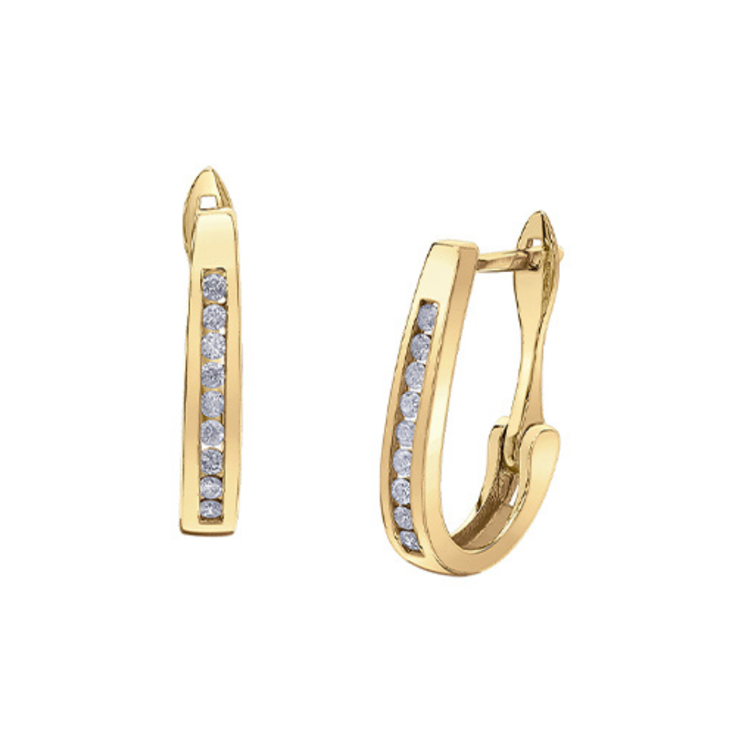 Yellow Gold Diamond Hoop Earrings- 0.15ctw (203834)