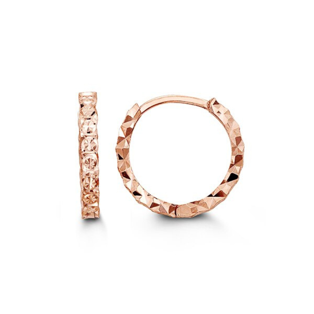 Rose Gold Earrings with Diamond Cut Finish (203837)