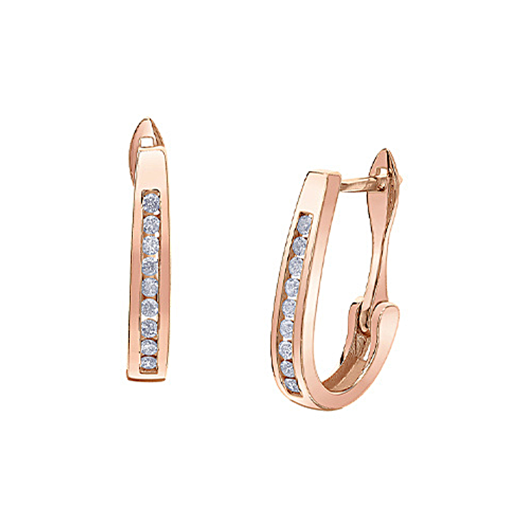 Rose Gold Diamond Hoop Earrings- 0.15ctw (203871)