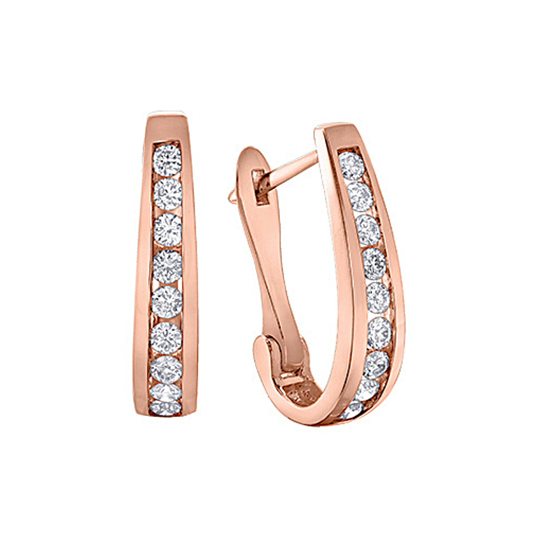 Rose Gold Diamond Hoop Earrings- 0.50ctw (203873)