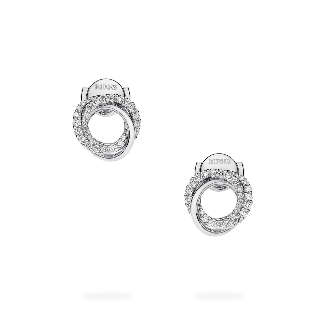 White Gold Entwine Diamond Stud Earrings (203930)