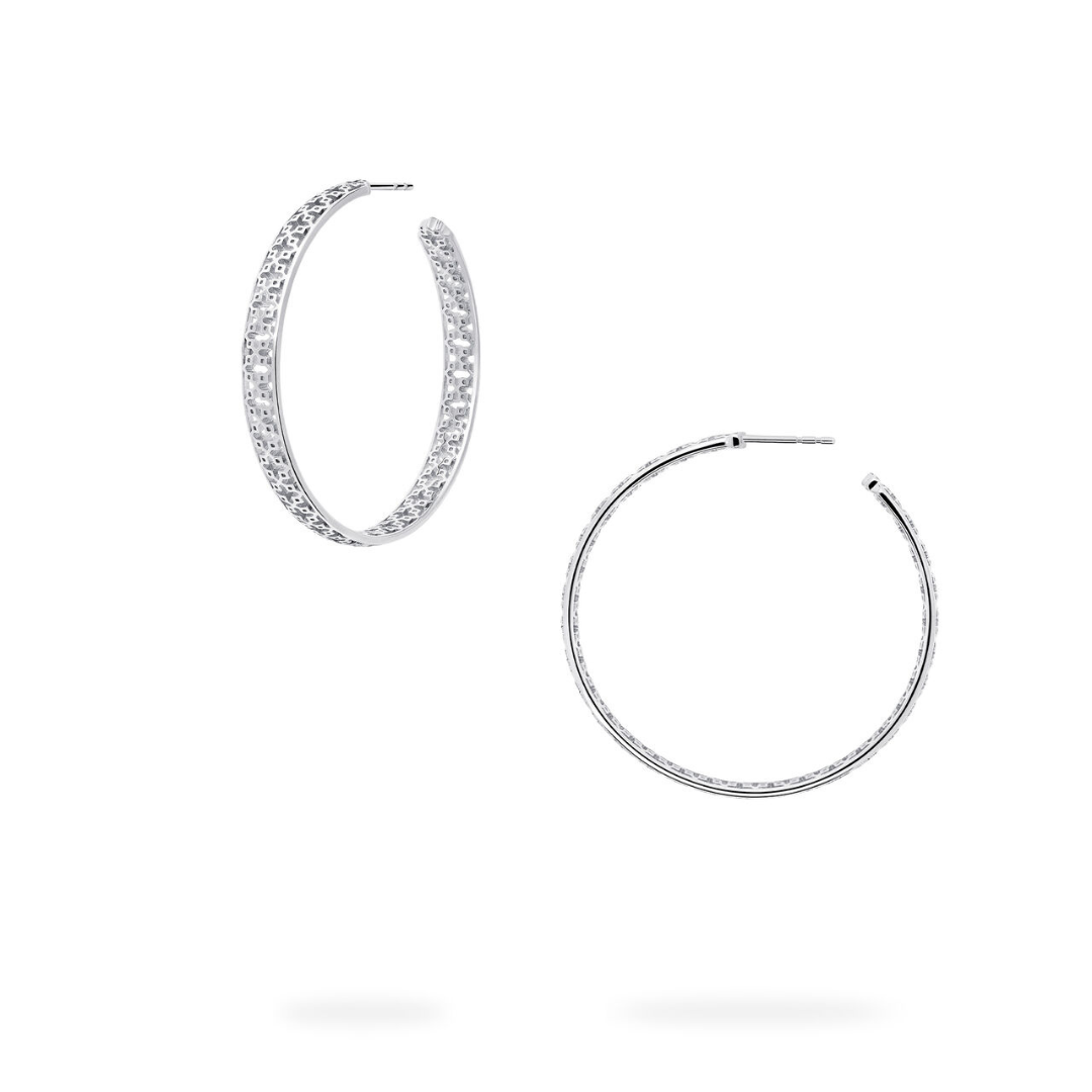 Birks Muse Silver Pierced Mesh Hoop Earrings (261159)