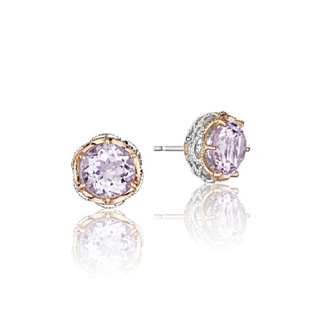 Crescent Crown Studs featuring Rose Amethyst (311857)